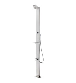 Douche de jardin avec base gris 225 cm Acier inoxydable