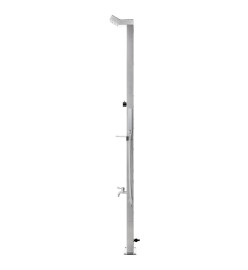 Douche de jardin avec base gris 225 cm Acier inoxydable