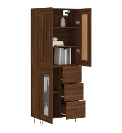 Buffet haut Chêne marron 69,5x34x180 cm Bois d'ingénierie