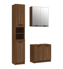 Ensemble d'armoires de salle de bain 3 pcs chêne marron