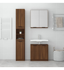 Ensemble d'armoires de salle de bain 3 pcs chêne marron