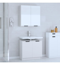 Meubles de salle de bain 2 pcs Blanc Bois d'ingénierie