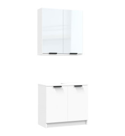 Meubles de salle de bain 2 pcs Blanc Bois d'ingénierie