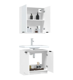 Meubles de salle de bain 2 pcs Blanc Bois d'ingénierie