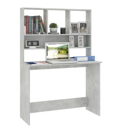 Bureau avec étagères Gris béton 110 x 45 x 157 cm Aggloméré