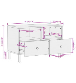 Meuble TV 70x33x46 cm Bois massif de manguier