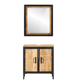 Ensemble de meubles salle de bain 2 pcs fer et bois de manguier