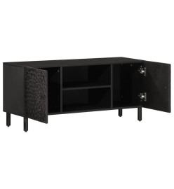 Meuble TV noir 105x33x46 cm bois massif de manguier