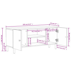 Meuble TV noir 105x33x46 cm bois massif de manguier