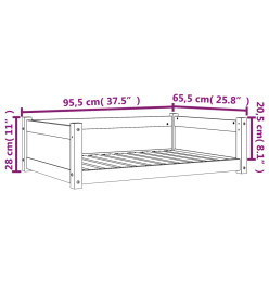 Lit pour chien cire marron 95,5x65,5x28 cm bois de pin massif