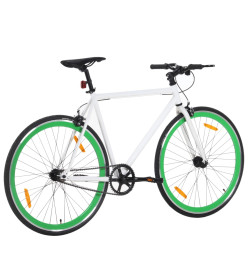 Vélo à pignon fixe blanc et vert 700c 55 cm