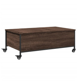 Table basse avec roulettes chêne marron bois d'ingénierie