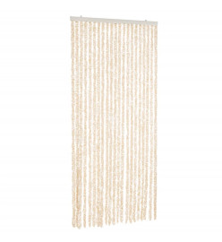 Rideau anti-mouches beige et blanc 100x220 cm chenille