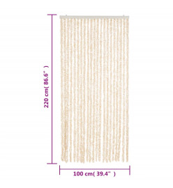 Rideau anti-mouches beige et blanc 100x220 cm chenille