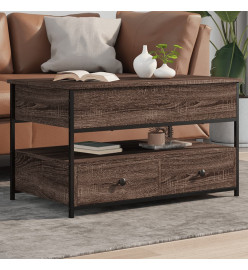 Table basse chêne marron 85x50x50 cm bois d'ingénierie et métal