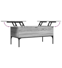 Table basse sonoma gris 100x50x45 cm bois d'ingénierie et métal