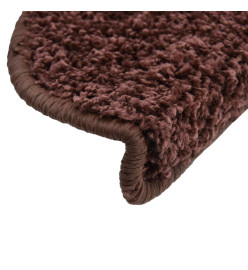 Tapis d'escalier 15 pcs marron 56x17x3 cm