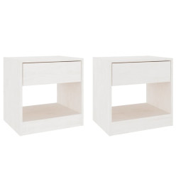 Tables de chevet 2 pcs Blanc 40x31x40 cm Bois de pin massif