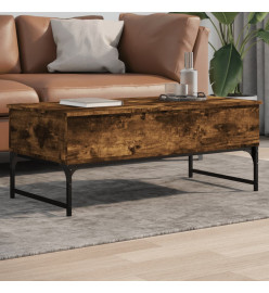 Table basse chêne fumé 100x50x40 cm bois d'ingénierie et métal