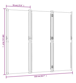 Cloison de séparation 3 panneaux taupe 210x180 cm