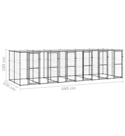 Chenil extérieur Acier avec toit 14,52 m²