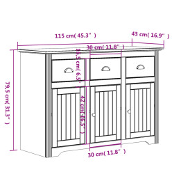 Buffet BODO blanc 115x43x79,5 cm bois massif de pin