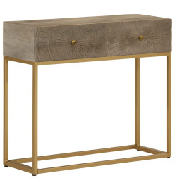 Table console 90x30x76 cm bois massif de manguier et fer
