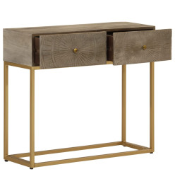 Table console 90x30x76 cm bois massif de manguier et fer