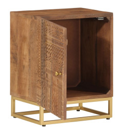 Table de chevet 40x30x50 cm bois massif manguier et fer