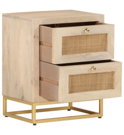 Table de chevet 40x30x50 cm bois massif manguier et fer