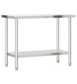 Table de travail de cuisine avec étagère 110x55x120 cm inox