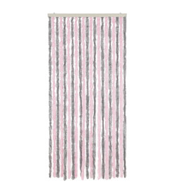 Rideau anti-mouches gris argenté et rose 90x200 cm chenille