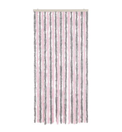 Rideau anti-mouches gris argenté et rose 56x185 cm chenille