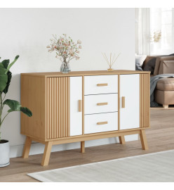 Buffet OLDEN blanc et marron 114x43x73,5 cm bois massif de pin