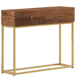Table console 90x30x76 cm bois massif de manguier et fer