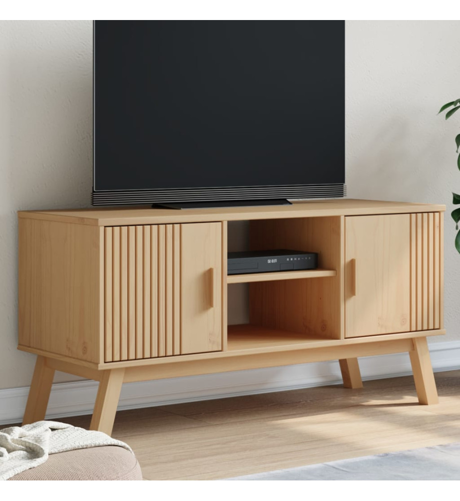 Meuble TV OLDEN marron 114x43x57 cm bois de pin massif