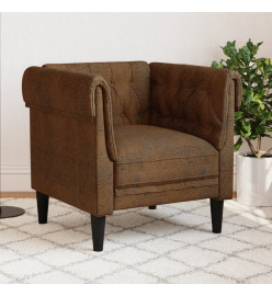 Fauteuil Chesterfield marron tissu