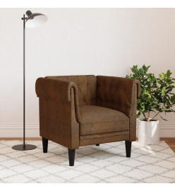 Fauteuil Chesterfield marron tissu