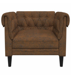 Fauteuil Chesterfield marron tissu