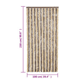 Rideau anti-mouches marron foncé et beige 100x230 cm chenille