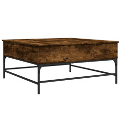 Table basse chêne fumé 95x95x45 cm bois d'ingénierie et métal
