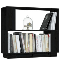 Bibliothèque/Séparateur de pièce Noir 80x25x70 cm Pin solide