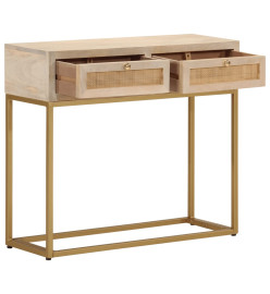 Table console 90x30x76 cm bois massif de manguier et fer