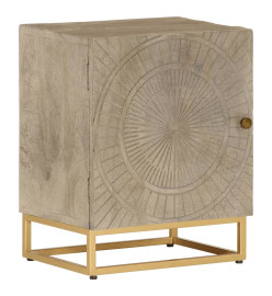 Table de chevet 40x30x50 cm bois massif manguier et fer