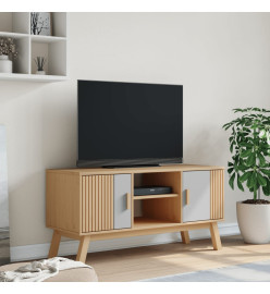 Meuble TV OLDEN gris et marron 114x43x57 cm bois de pin massif