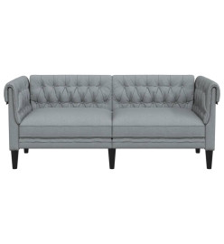 Canapé Chesterfield 2 places gris clair tissu