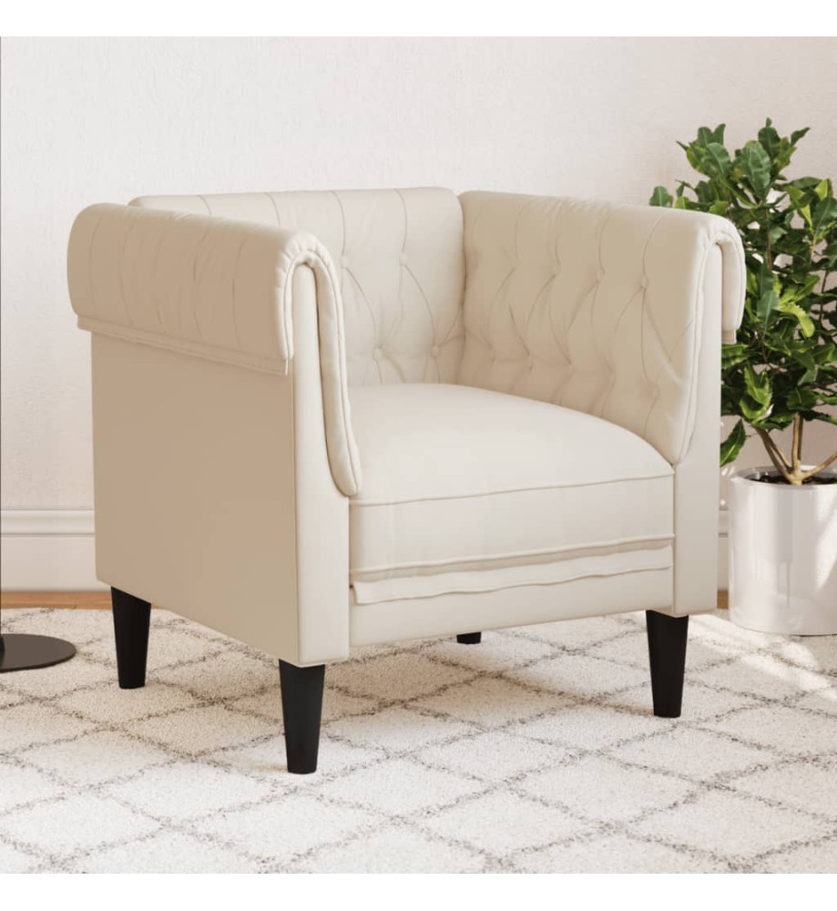 Fauteuil Chesterfield crème tissu