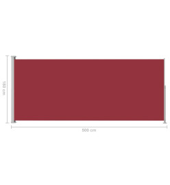 Auvent latéral rétractable de patio 180x500 cm Rouge