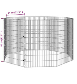 Cage à lapin 8 panneaux 54x80 cm Fer galvanisé