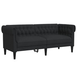 Canapé Chesterfield 2 places noir tissu